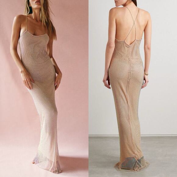 LoveShackFancy Calvert Crystal-Embellished Maxi Dress Off-White Size 14 Plus - Picture 11 of 11